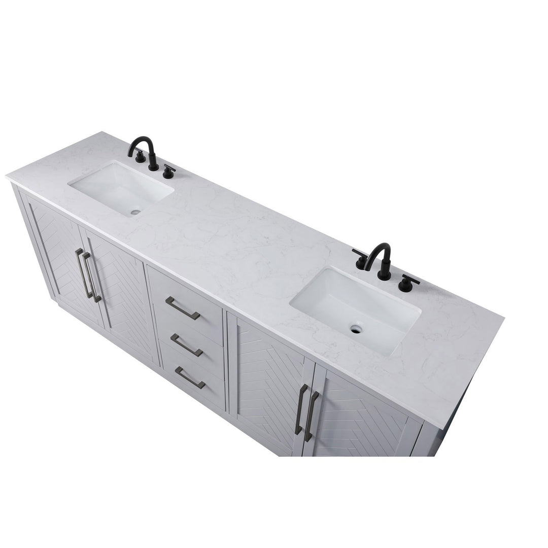 84 Inch Double Bathroom Vanity In Grey - View 6 - Joshua Marshal