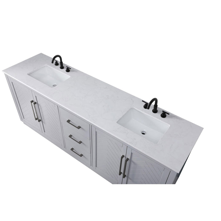 84 Inch Double Bathroom Vanity In Grey - View 6 - Joshua Marshal