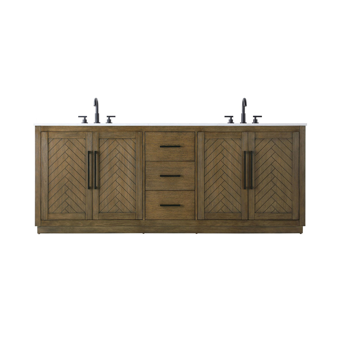 84 Inch Double Bathroom Vanity In Hazel Oak - View 3 - Joshua Marshal