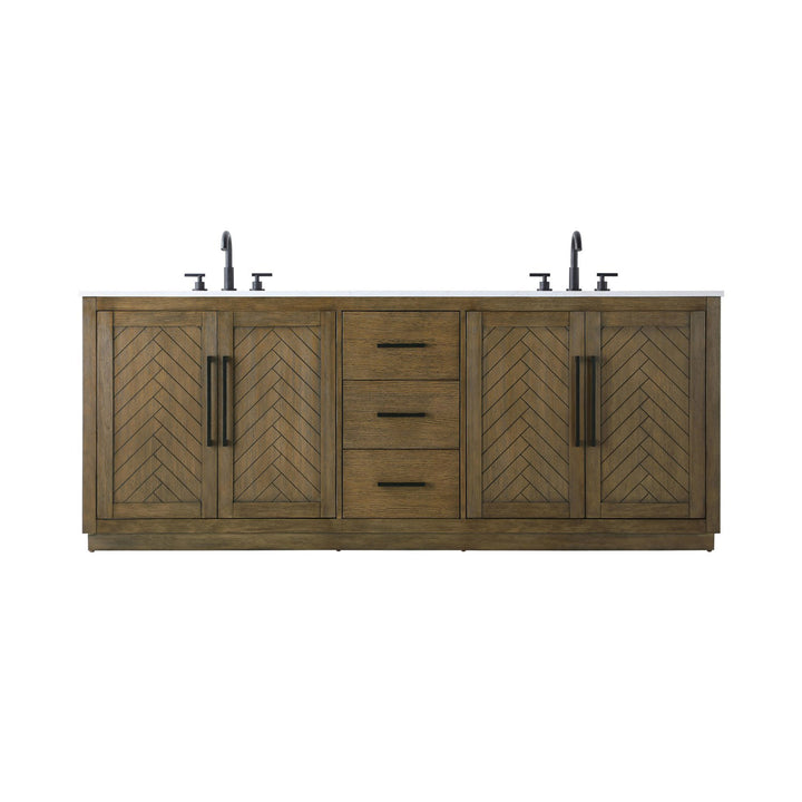 84 Inch Double Bathroom Vanity In Hazel Oak - View 3 - Joshua Marshal