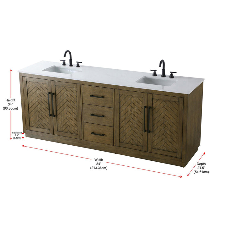 84 Inch Double Bathroom Vanity In Hazel Oak - View 4 - Joshua Marshal