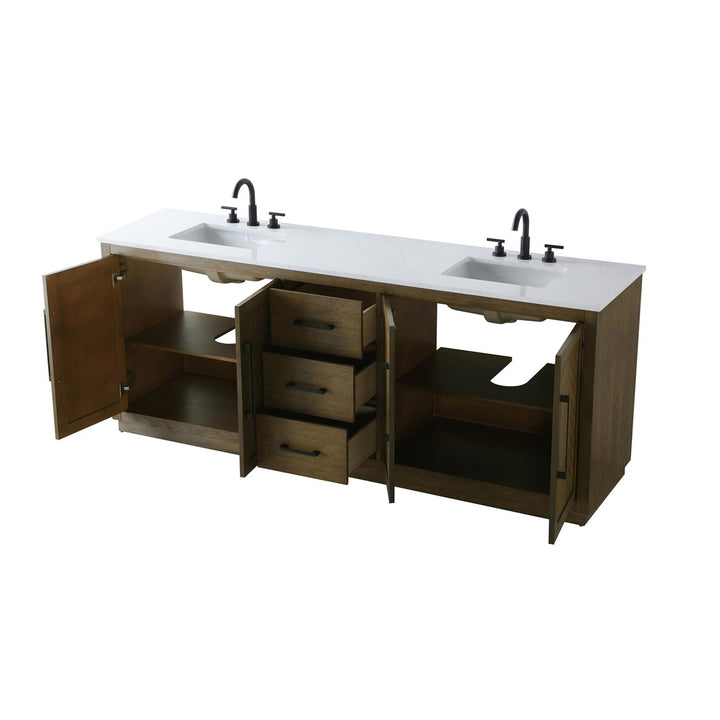 84 Inch Double Bathroom Vanity In Hazel Oak - View 5 - Joshua Marshal