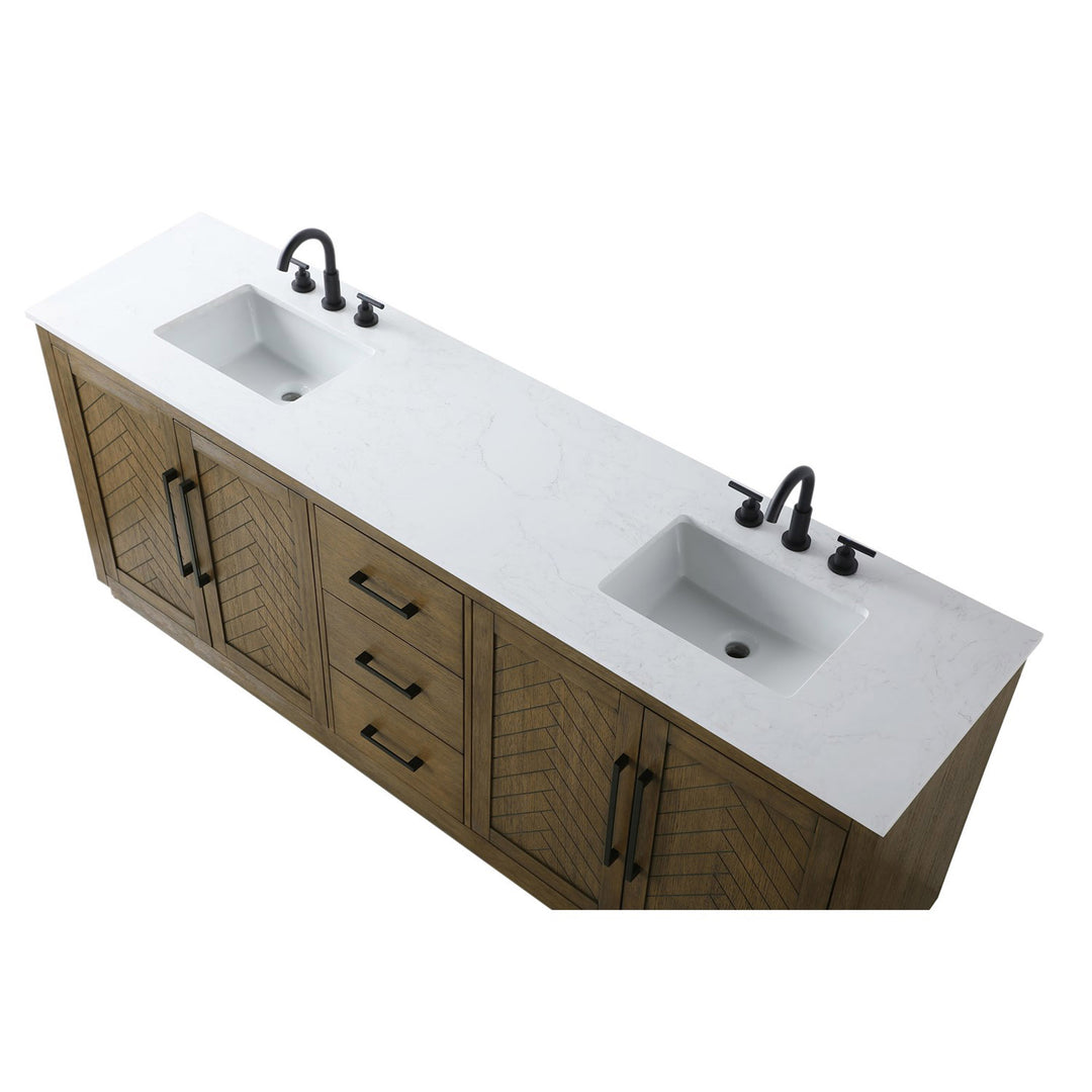 84 Inch Double Bathroom Vanity In Hazel Oak - View 6 - Joshua Marshal