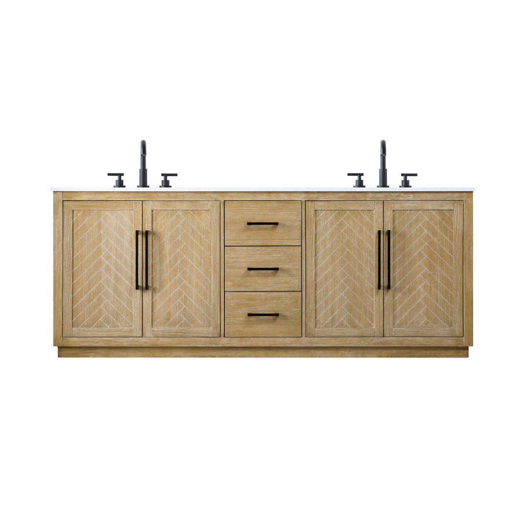 84 Inch Double Bathroom Vanity In Linen Oak - View 3 - Joshua Marshal