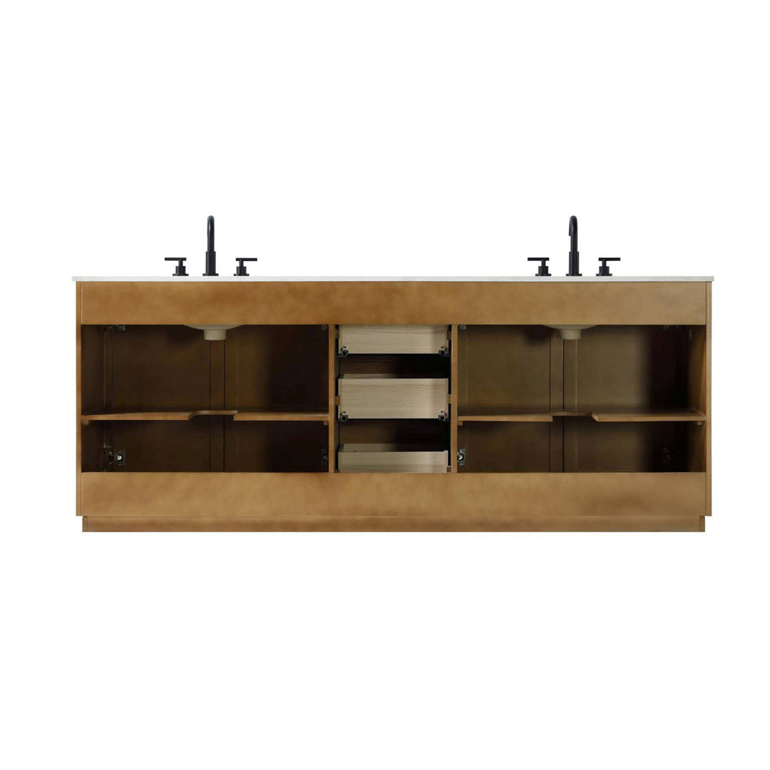 84 Inch Double Bathroom Vanity In Linen Oak - View 5 - Joshua Marshal