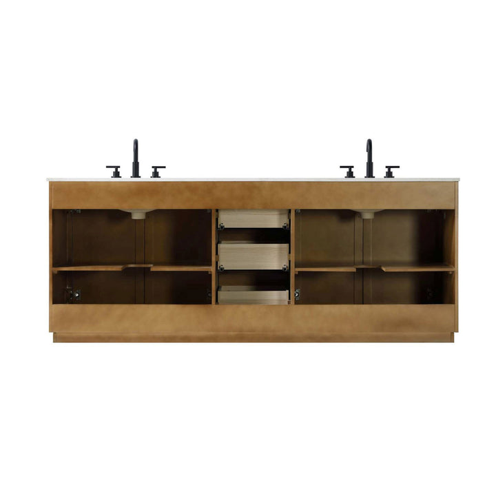 84 Inch Double Bathroom Vanity In Linen Oak - View 5 - Joshua Marshal