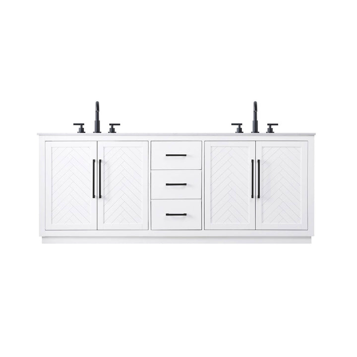 84 Inch Double Bathroom Vanity In White - View 3 - Joshua Marshal