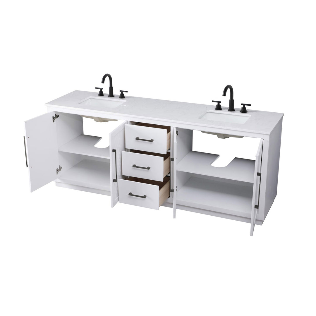 84 Inch Double Bathroom Vanity In White - View 5 - Joshua Marshal