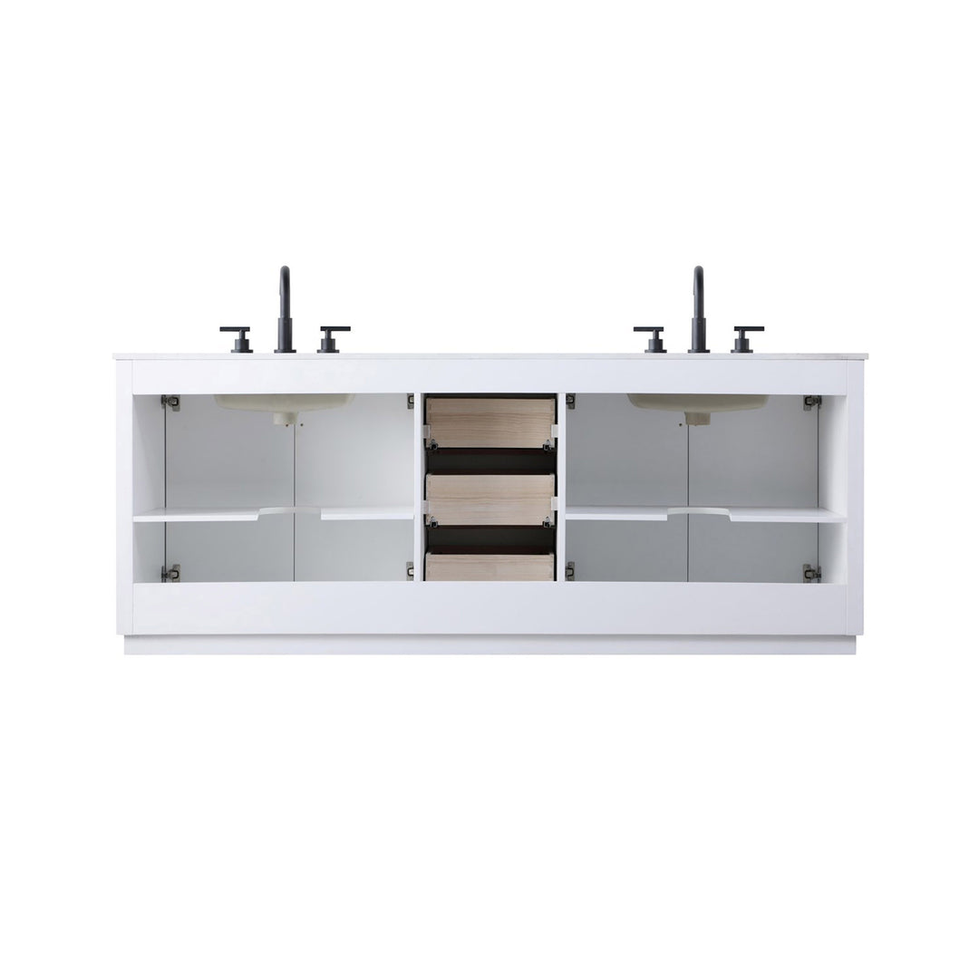 84 Inch Double Bathroom Vanity In White - View 6 - Joshua Marshal