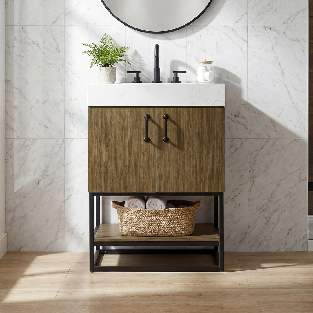 24 Inch Single Bathroom Vanity In Chestnut Brown Chestnut Brown Finish - KITCHEN & BATH by Joshua Marshal