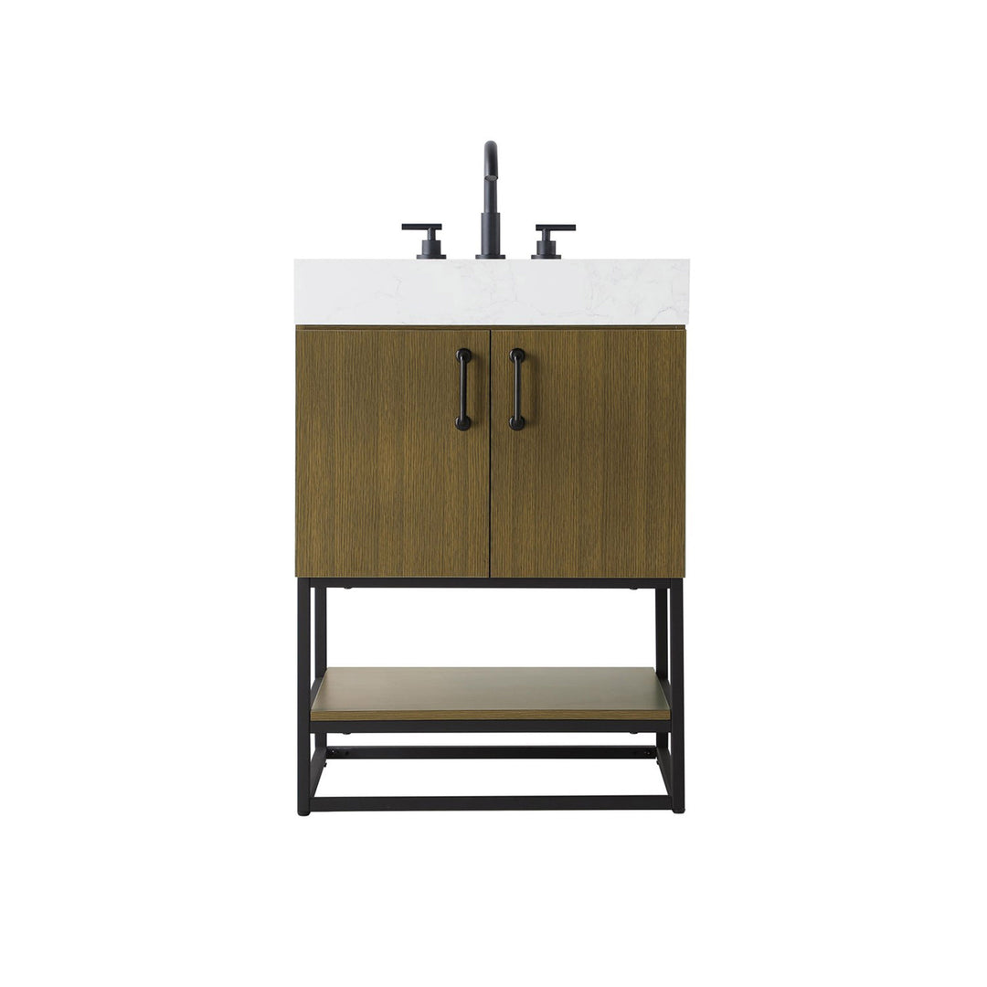 24 Inch Single Bathroom Vanity In Chestnut Brown - View 3 - Joshua Marshal