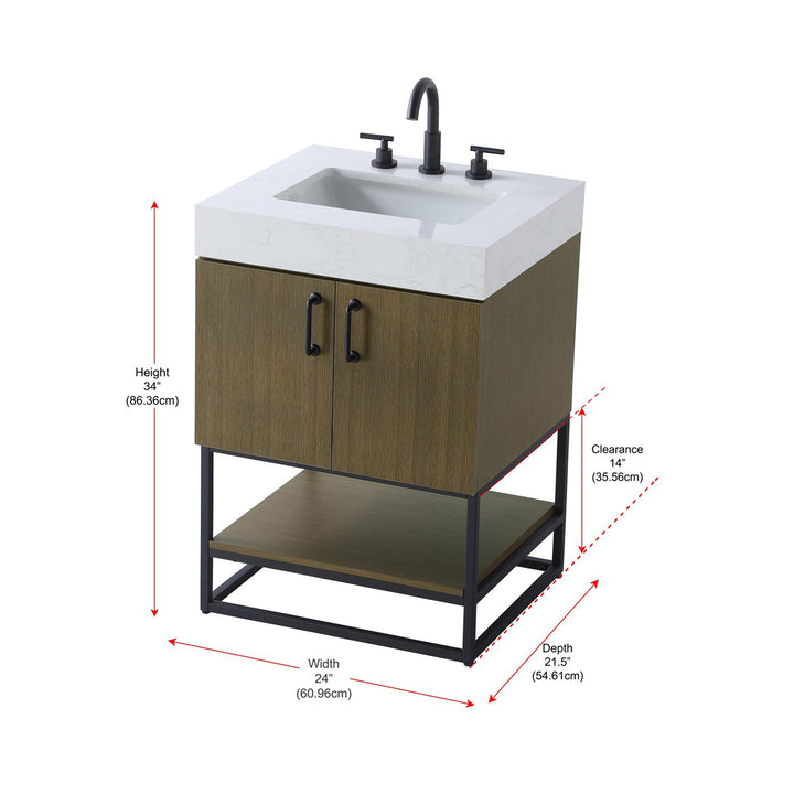24 Inch Single Bathroom Vanity In Chestnut Brown - View 4 - Joshua Marshal