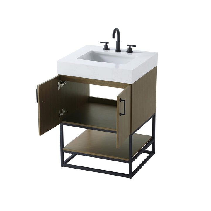 24 Inch Single Bathroom Vanity In Chestnut Brown - View 5 - Joshua Marshal