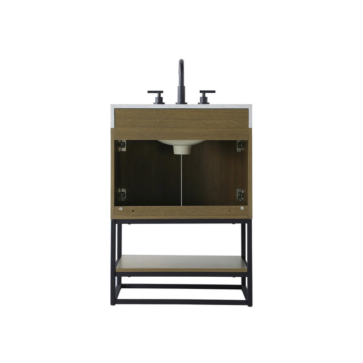 24 Inch Single Bathroom Vanity In Chestnut Brown - View 6 - Joshua Marshal