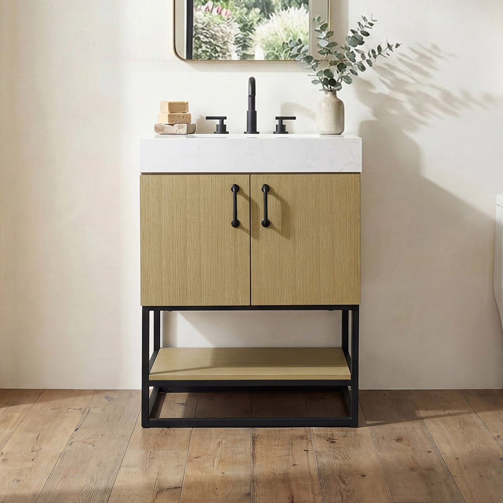 24 Inch Single Bathroom Vanity In Honey Brown Honey Brown Finish - KITCHEN & BATH by Joshua Marshal