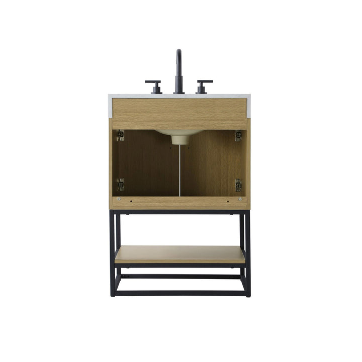 24 Inch Single Bathroom Vanity In Honey Brown - View 6 - Joshua Marshal