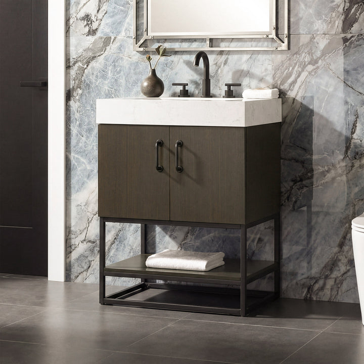 24 Inch Single Bathroom Vanity In Mocha Brown Mocha Brown Finish - KITCHEN & BATH by Joshua Marshal