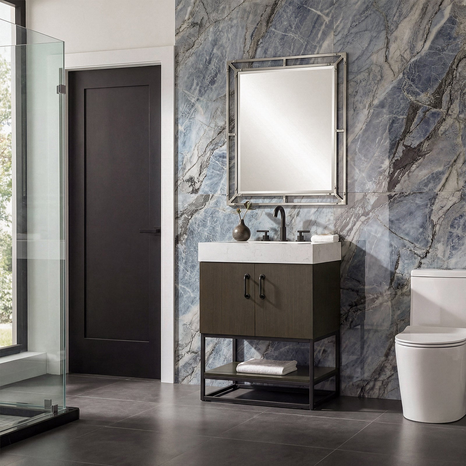 24 Inch Single Bathroom Vanity In Mocha Brown - View 2 - Joshua Marshal