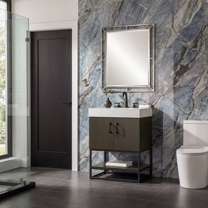 24 Inch Single Bathroom Vanity In Mocha Brown - View 2 - Joshua Marshal