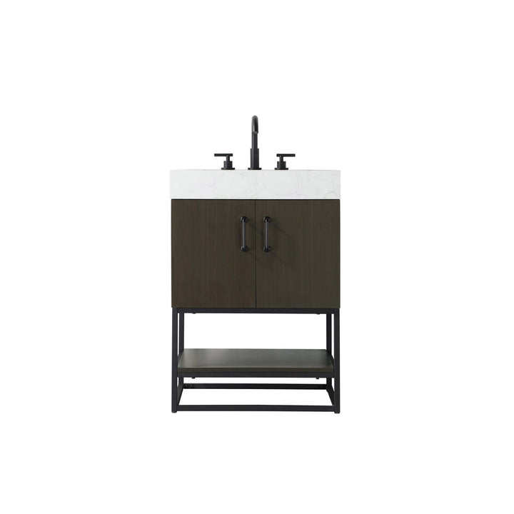 24 Inch Single Bathroom Vanity In Mocha Brown - View 3 - Joshua Marshal