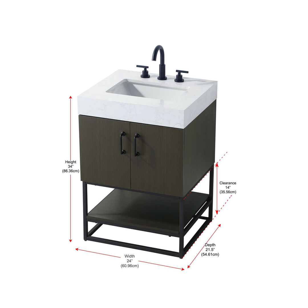 24 Inch Single Bathroom Vanity In Mocha Brown - View 4 - Joshua Marshal