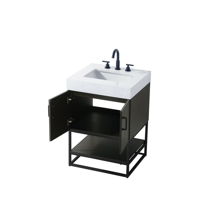 24 Inch Single Bathroom Vanity In Mocha Brown - View 5 - Joshua Marshal