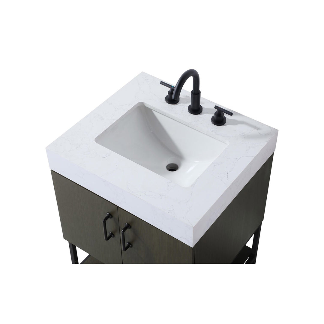 24 Inch Single Bathroom Vanity In Mocha Brown - View 6 - Joshua Marshal