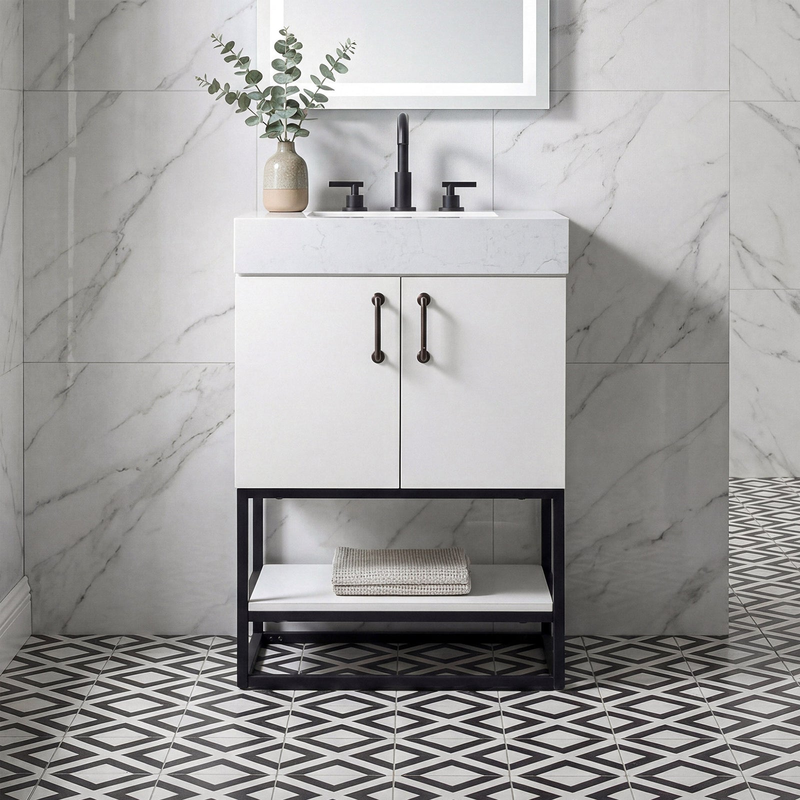 24 Inch Single Bathroom Vanity In White White Finish - KITCHEN & BATH by Joshua Marshal