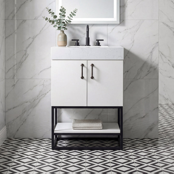 24 Inch Single Bathroom Vanity In White White Finish - KITCHEN & BATH by Joshua Marshal