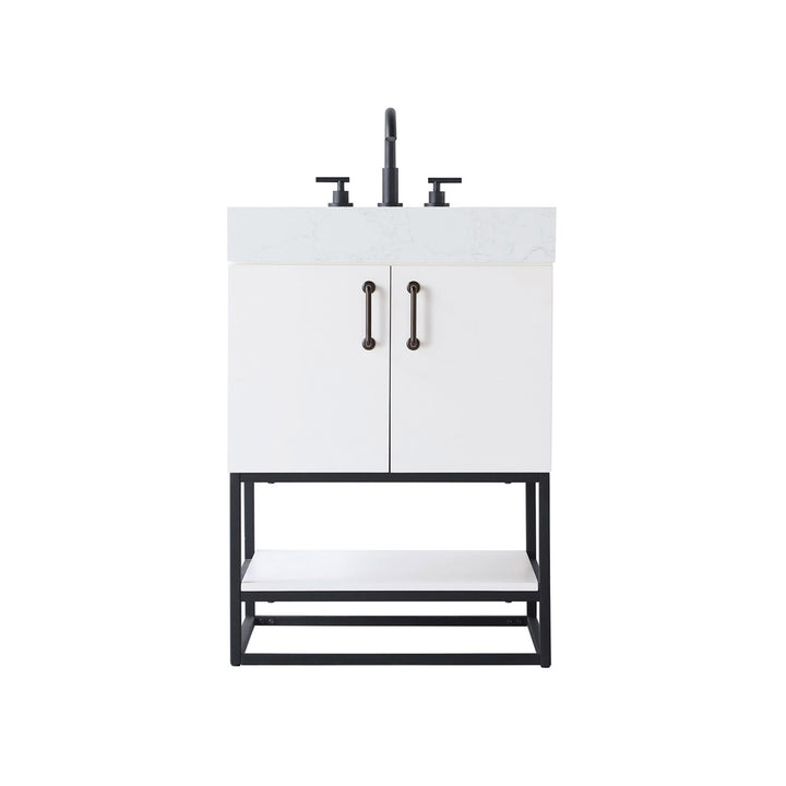 24 Inch Single Bathroom Vanity In White - View 3 - Joshua Marshal