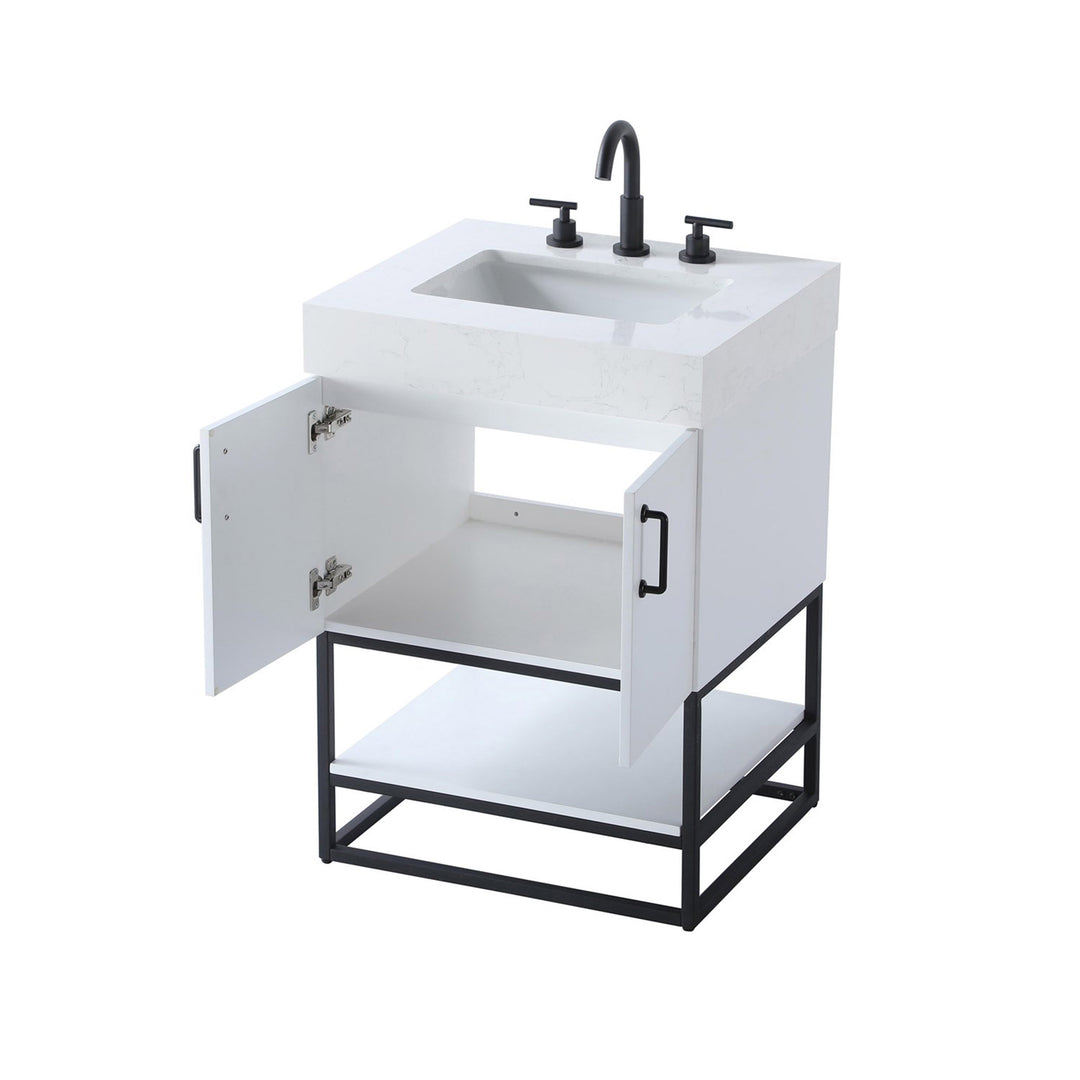 24 Inch Single Bathroom Vanity In White - View 5 - Joshua Marshal