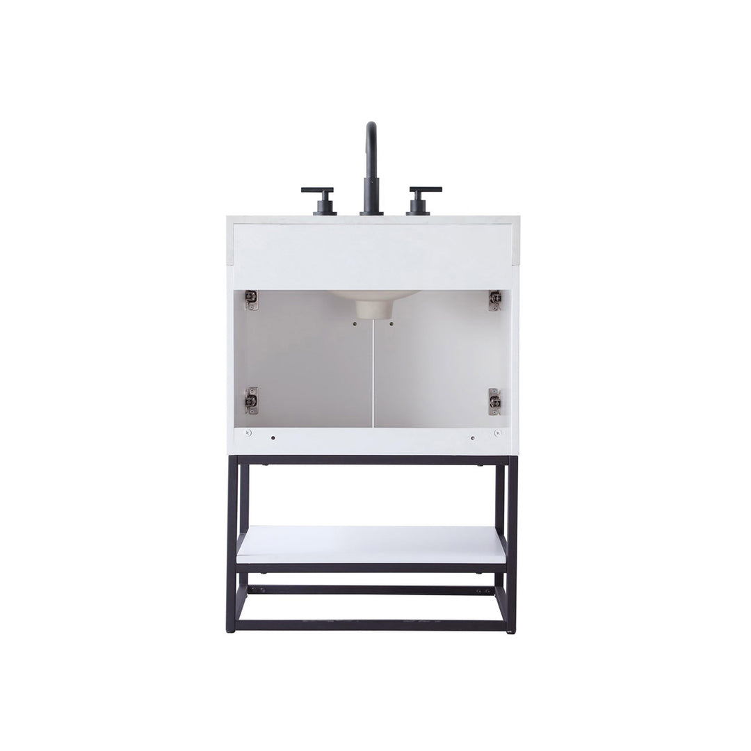 24 Inch Single Bathroom Vanity In White - View 6 - Joshua Marshal