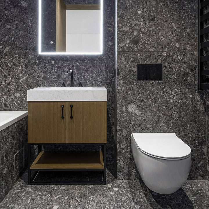 30 Inch Single Bathroom Vanity In Chestnut Brown - View 2 - Joshua Marshal