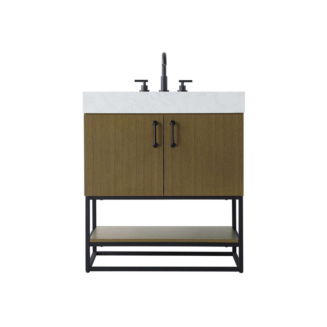 30 Inch Single Bathroom Vanity In Chestnut Brown - View 3 - Joshua Marshal