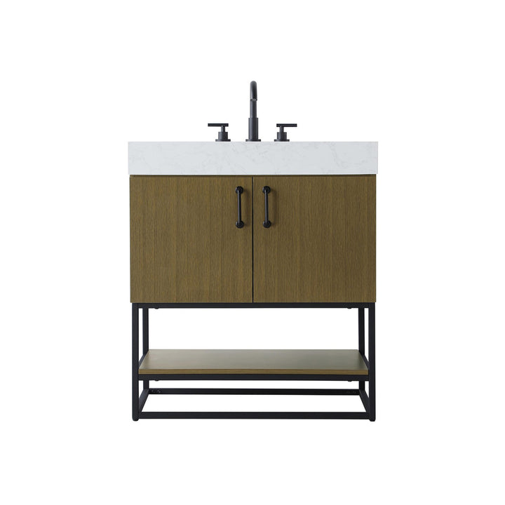30 Inch Single Bathroom Vanity In Chestnut Brown - View 3 - Joshua Marshal