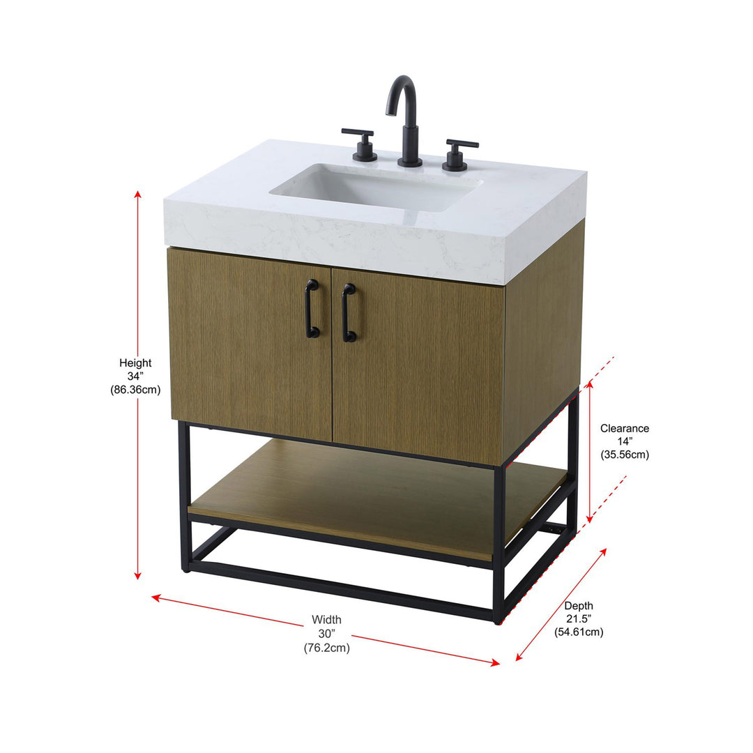 30 Inch Single Bathroom Vanity In Chestnut Brown - View 4 - Joshua Marshal