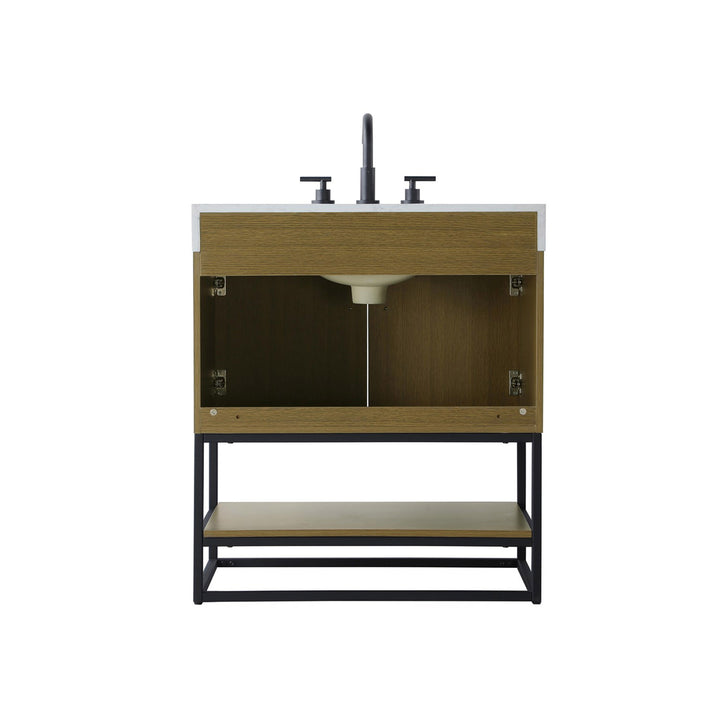 30 Inch Single Bathroom Vanity In Chestnut Brown - View 6 - Joshua Marshal