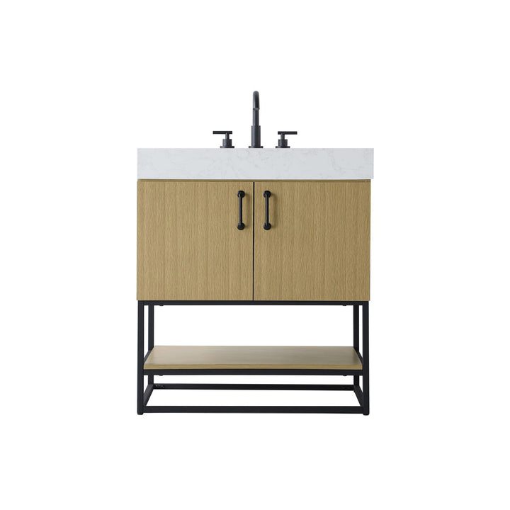 30 Inch Single Bathroom Vanity In Honey Brown - View 3 - Joshua Marshal