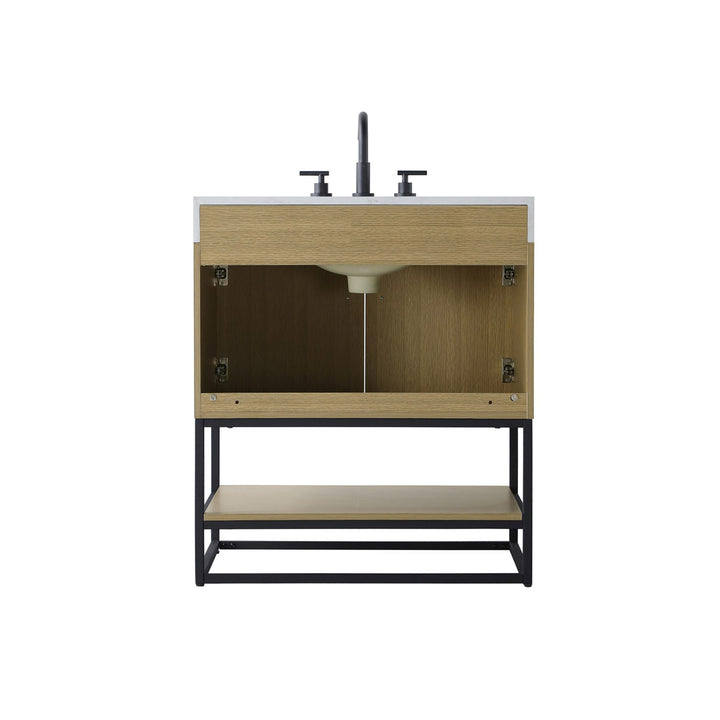 30 Inch Single Bathroom Vanity In Honey Brown - View 6 - Joshua Marshal