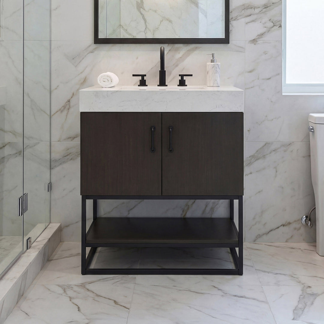 30 Inch Single Bathroom Vanity In Mocha Brown Mocha Brown Finish - KITCHEN & BATH by Joshua Marshal