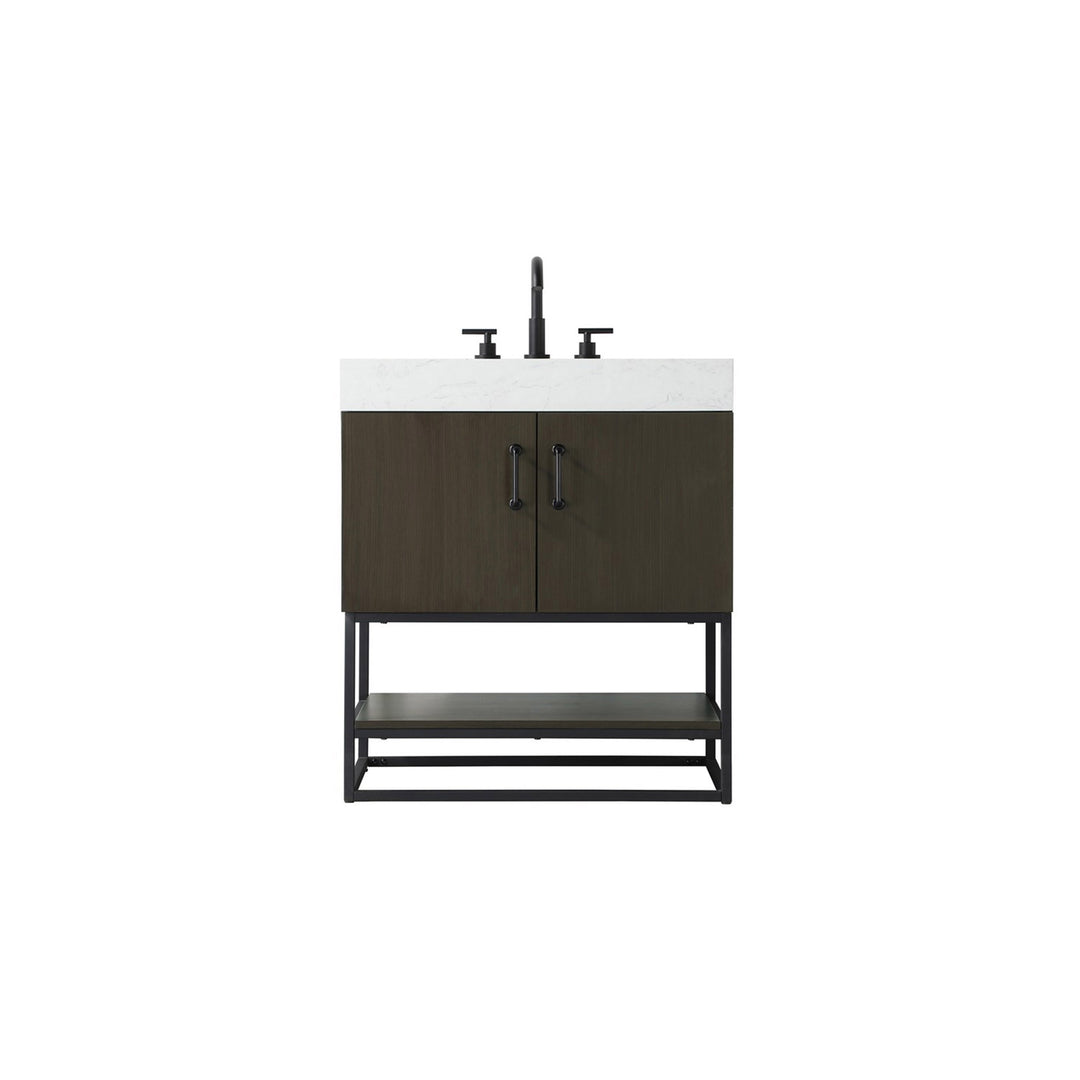 30 Inch Single Bathroom Vanity In Mocha Brown - View 3 - Joshua Marshal