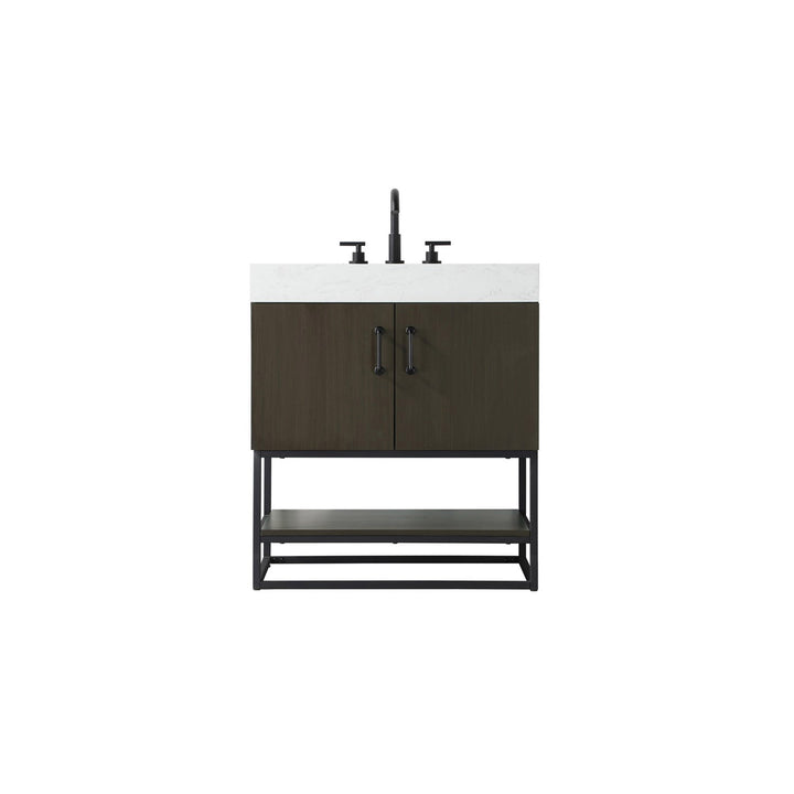 30 Inch Single Bathroom Vanity In Mocha Brown - View 3 - Joshua Marshal