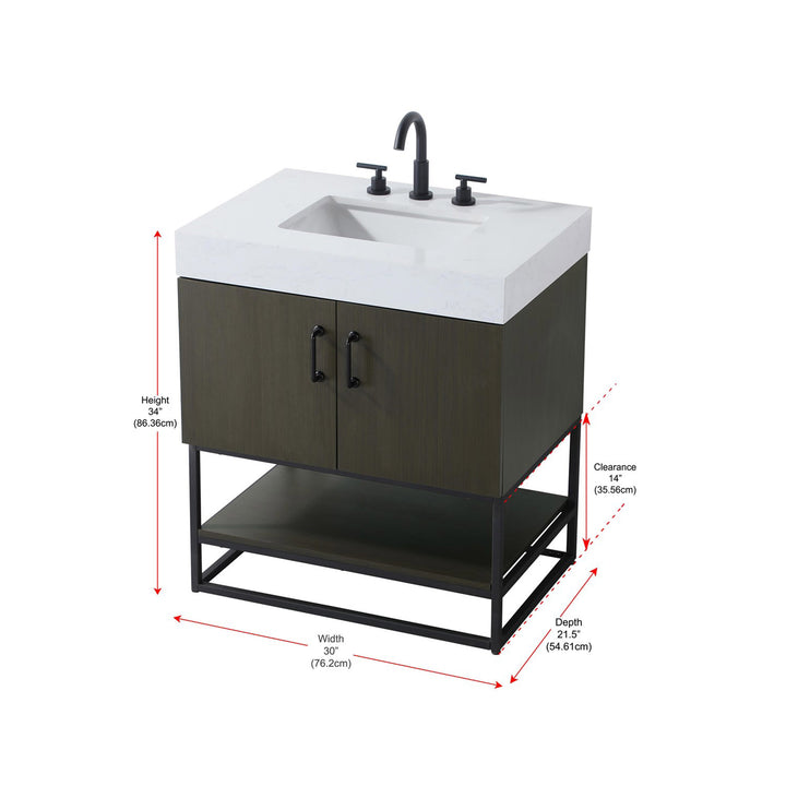 30 Inch Single Bathroom Vanity In Mocha Brown - View 4 - Joshua Marshal