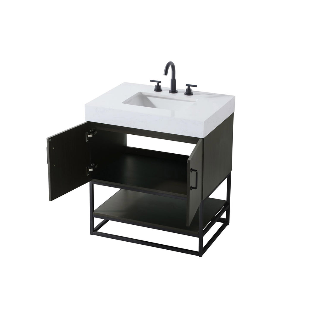 30 Inch Single Bathroom Vanity In Mocha Brown - View 5 - Joshua Marshal