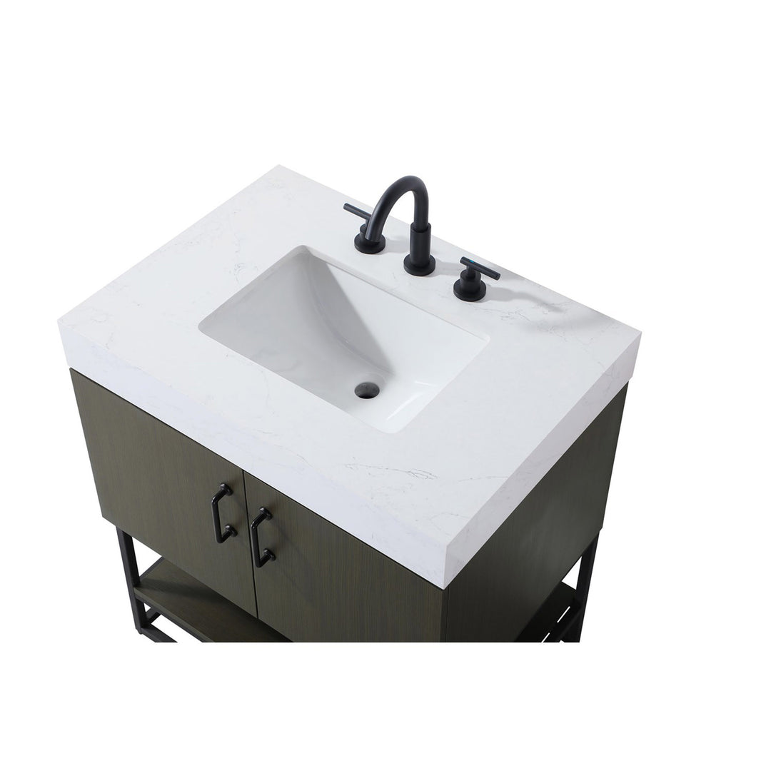 30 Inch Single Bathroom Vanity In Mocha Brown - View 6 - Joshua Marshal