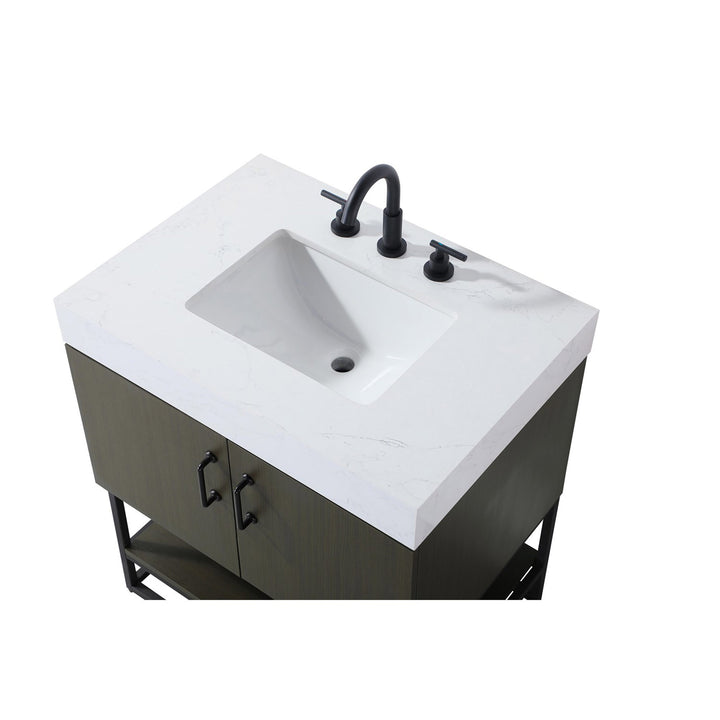 30 Inch Single Bathroom Vanity In Mocha Brown - View 6 - Joshua Marshal