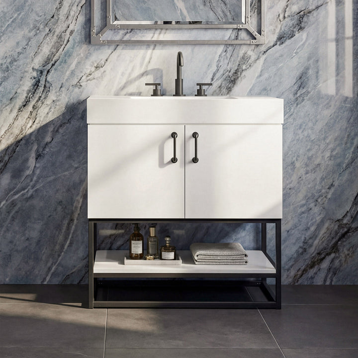 30 Inch Single Bathroom Vanity In White White Finish - KITCHEN & BATH by Joshua Marshal