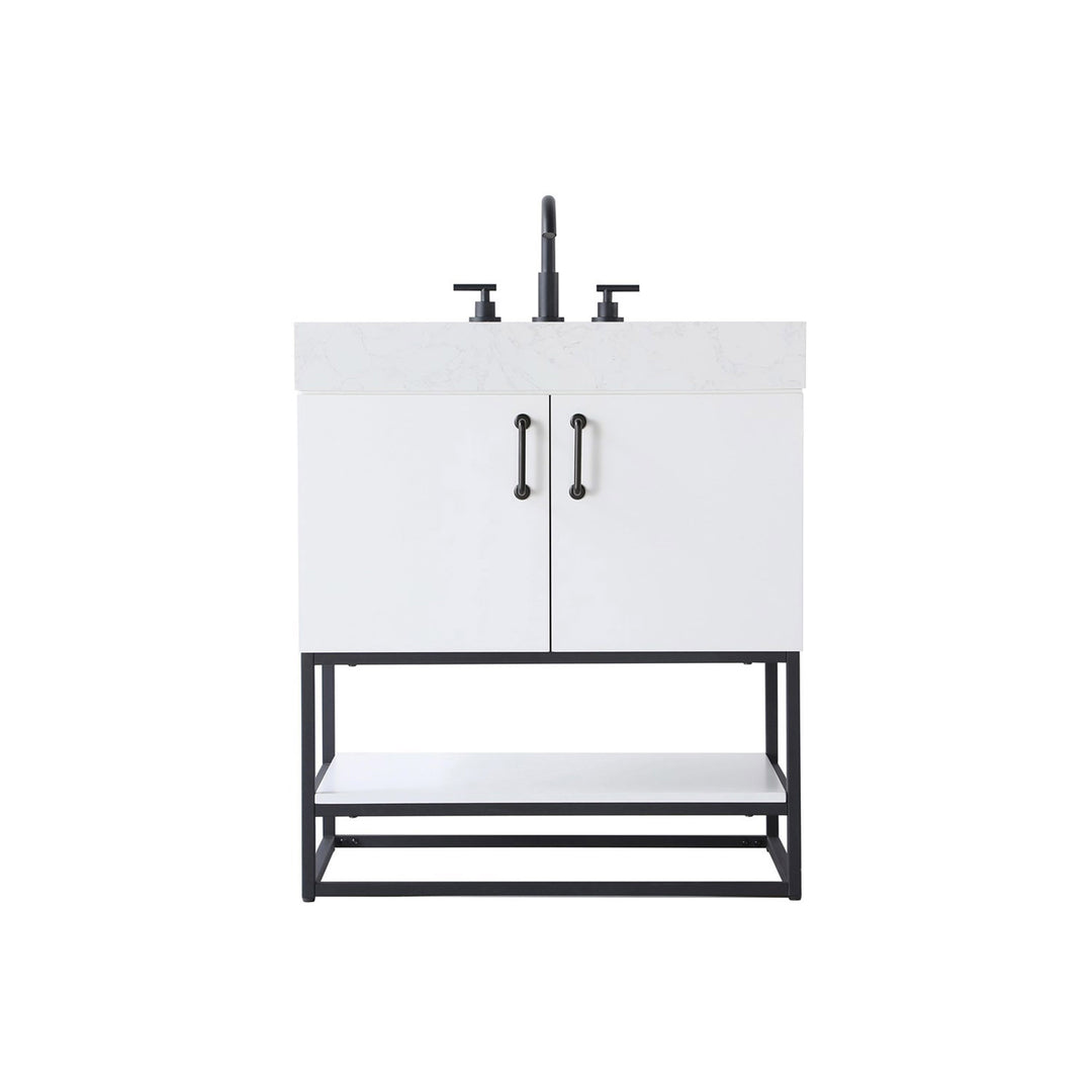 30 Inch Single Bathroom Vanity In White - View 3 - Joshua Marshal