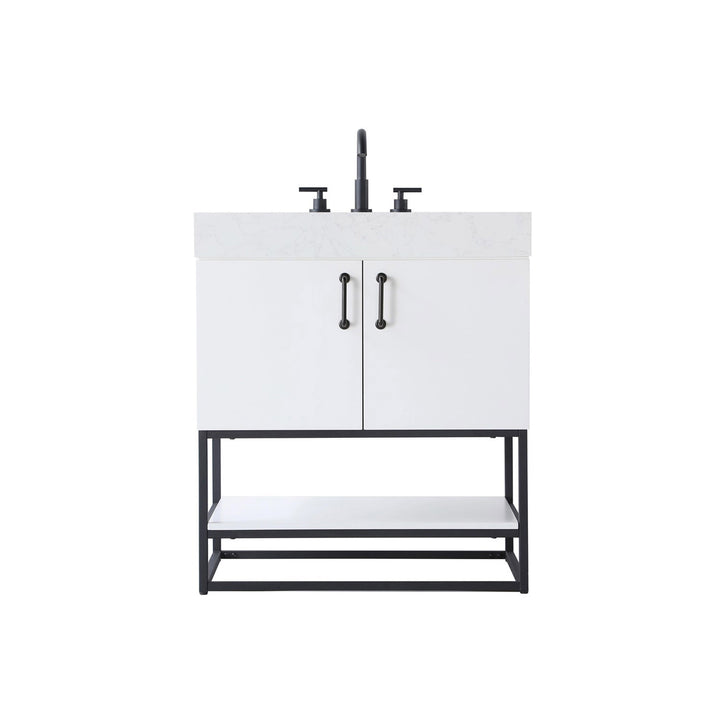 30 Inch Single Bathroom Vanity In White - View 3 - Joshua Marshal