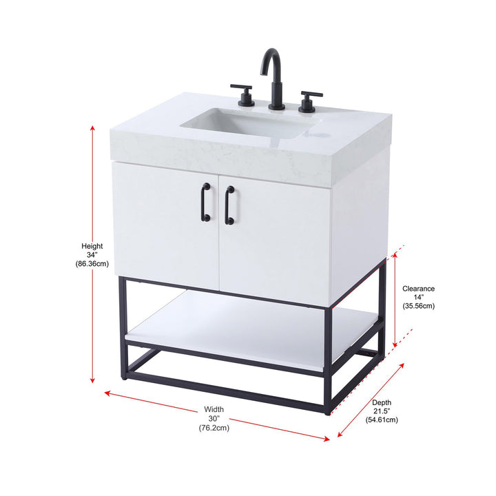 30 Inch Single Bathroom Vanity In White - View 4 - Joshua Marshal